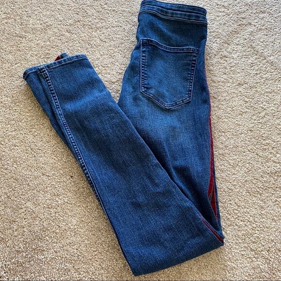 H&M Divided Velour Stripe Denim Skinny Jean Size 4 - Picture 8 of 8